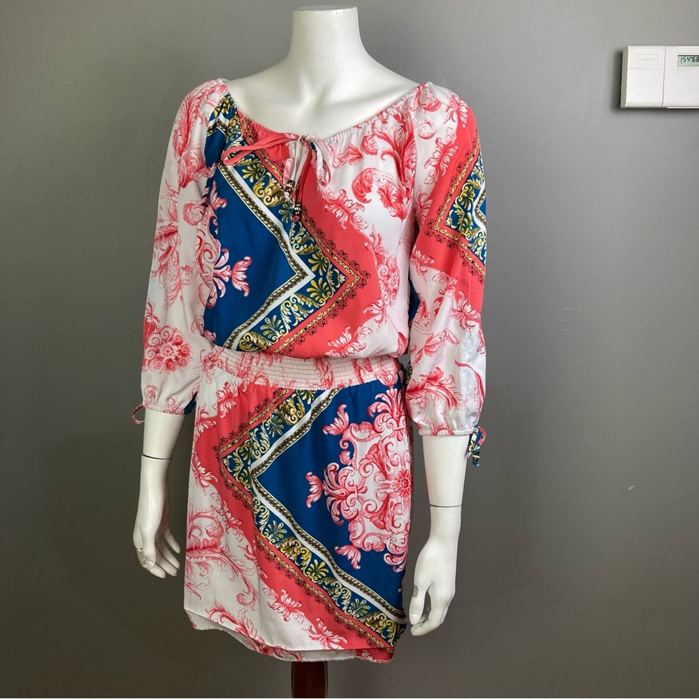 Cache dress XS long sleeve split sleeve off shoulder pattern mobwife Italy
